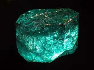 Gachalá Emerald, one of the largest gem emeralds in the world, at 858 carats (171.6&nbsp;g). Found in 1967 at La Vega de San Juan mine in Gachalá, Colombia. Housed at the National Museum of Natural History in Washington,&nbsp;D.C.