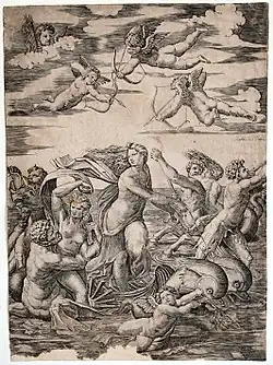 Galatea, engraving after the fresco in the Villa Farnesina