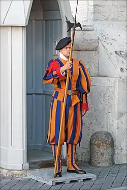 A member of the Pontifical Swiss Guard with halberd, 2011