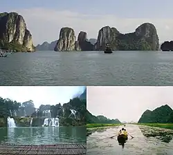 Images showing Hạ Long Bay, the Yên River and the Bản-Giốc Waterfalls