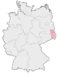 Map of approximate Sorb-inhabited area in Germany