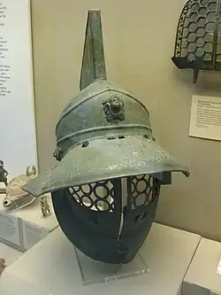 Room 69 – Roman gladiator helmet from Pompeii, Italy, 1st century AD