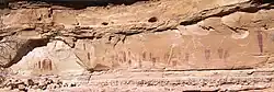 The Great Gallery, Pictographs, Canyonlands National Park, Horseshoe Canyon, Utah, 15 by 200 feet (4.6 by 61.0&nbsp;m), c. 1500 BCE