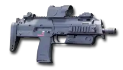 MP7A1 (note the safety trigger) with a Zeiss RSA reflex red dot sight.