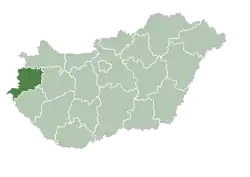 Vas County within Hungary