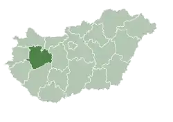 Veszprém County within Hungary