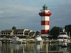 Harbour Town Marina in Sea Pines Resort with the Harbour Town Lighthouse