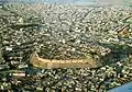 Aerial view of the Citadel of Erbil, surrounded by the modern city