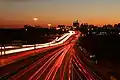 Highway 401 west of the Don Valley Parkway at dusk.