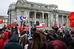 A hīkoi protest outside Parliament Buildings over the foreshore and seabed controversy, 2004