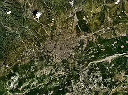 Huhhot and vicinity, LandSat-5 satellite image, 2005-07-12