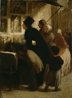 Outside the Print Seller's Shop (c. 1860–1863), oil on panel, 49.5 x 40&nbsp;cm., Dallas Museum of Art