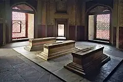 Cenotaphs of Daniyal,Murad, Dara Shikoh etc. in a side room