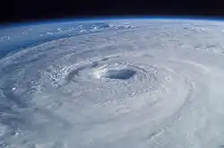 Zoomed-out photo of Hurricane Isabel from the International Space Station