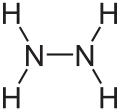 Skeletal formula of hydrazine with all explicit hydrogens added