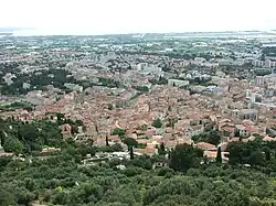 A hillside view of the town