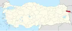 Location of the province within Turkey