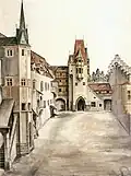 Innsbruck Castle Courtyard, c. 1495, watercolour and gouache, 36.8&nbsp;×&nbsp;26.9&nbsp;cm, Albertina, Vienna (3057)