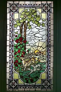 Domestic stained glass of a hunting scene by Willem Bogtman of Haarlem (1882–1955), Netherlands