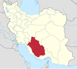 Location of Fars Province within Iran