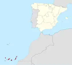 Location of the Canary Islands (red) within Spain