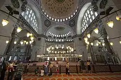 Interior of the prayer hall, looking towards the mihrab
