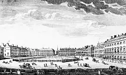 St James's Square in the 1750s: Brettingham designed Norfolk House on the far right.
