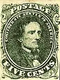 Jefferson Davis, 5 cent The first stamp, 1861