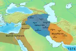 Extent of Jalayirid territory in 1374 ( )