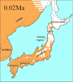 Map of Japan during glacial era