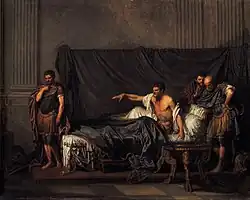 Septimius Severus on his deathbed next to his son Caracalla. Septimius Severus and Caracalla by Jean-Baptiste Greuze (c. 1769).