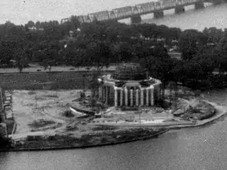 The Jefferson Memorial's construction as seen from the top of the Washington Monument in 1940