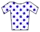 A white jersey with blue polkadots