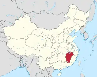 Location of Jiangxi in China