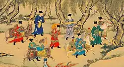 The Jinyiwei, also known "Brocade-clad guards", dressed in their uniforms (jisün and feiyufu) to guard the Emperor's treasures, Ming dynasty.