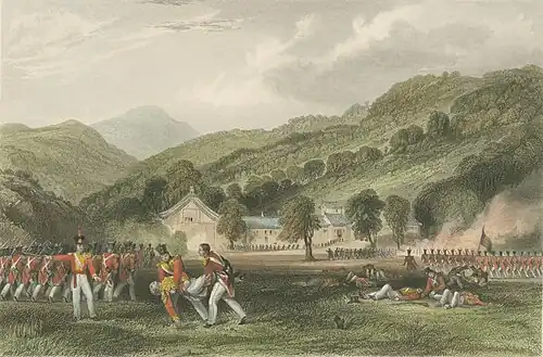 British line infantry advancing on a Chinese position in Zhapu