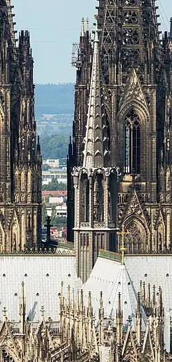 The crossing tower, which was completed in 1973 following war damage