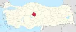 Location of the province within Turkey