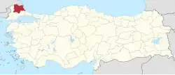 Location of the province within Turkey