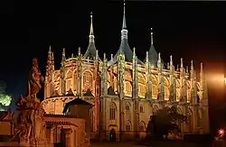 Kutná Hora, St. Barbara Church at the night