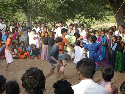 A game of kabaddi in Bagepalli, Karnataka