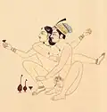 Kama Sutra illustration of lotus position, circa 19th Century