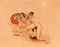 Kama Sutra illustration of double penetration, circa 19th Century