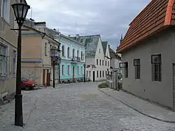 An old street in Kamianets-Podilskyi's old town quarter. Recent restoration works were conducted in the city.