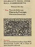 William Morris's Golden Type in the style of Jenson and other typefaces of his Kelmscott Press