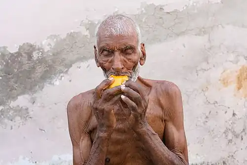 Mango, the national fruit of India, is eaten widely in the summer months.[434][af]