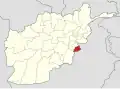 Map of Afghanistan with Khost highlighted