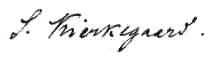 A signature, in a forward-slanting cursive script, which reads "S. Kierkegaard."