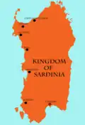 The Kingdom of Sardinia from 1448 to 1720; the Maddalena archipelago was conquered in 1767–1769.