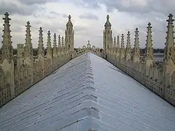 The lead roof of King's College Chapel, England.